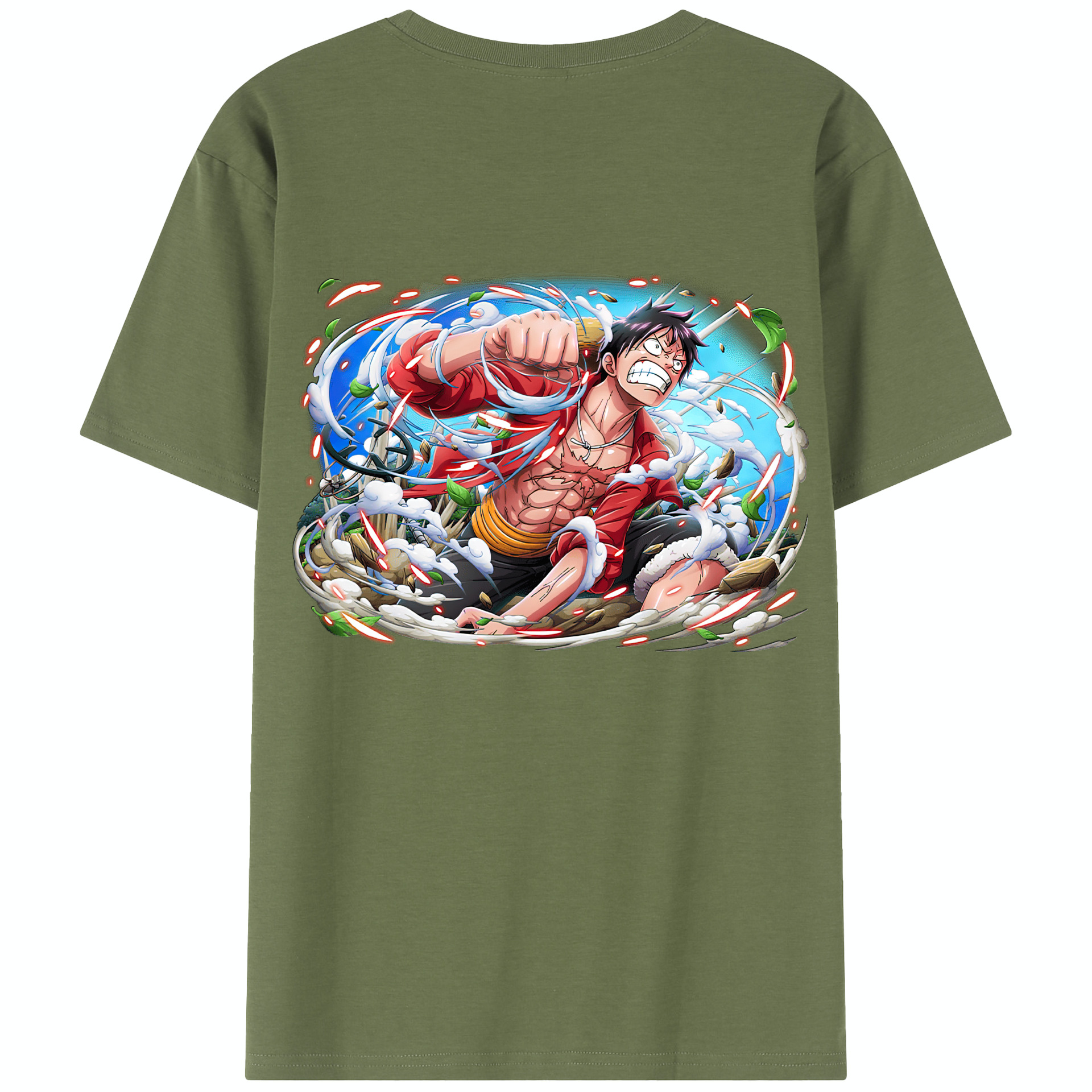 ワンピース モンキー・D・ルフィ ONE PIECE Monkey D. Luffy 綿100％半袖Tシャツ（背面プリント）